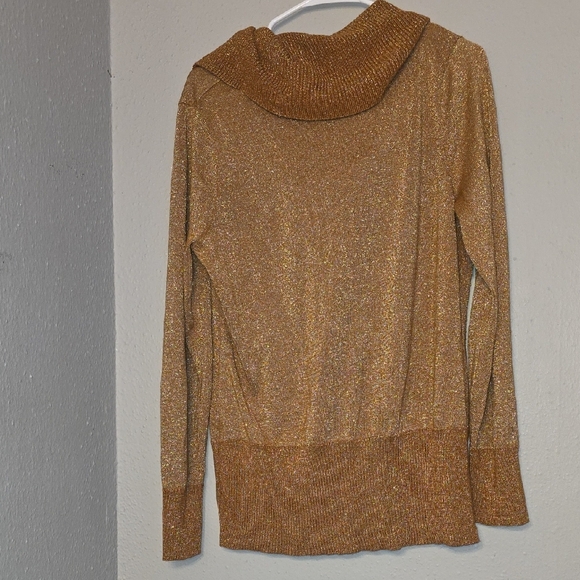 Ellen Tracy Gold Shimmer Cowl Neck Sweater – Elegant Knit - Picture 4 of 5